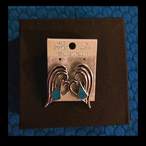 VINTAGE GENUINE Turquoise Earrings NEW OLD STOCK - Picture 5 of 8